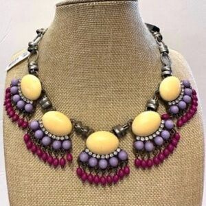 ILY COUTURE Women’s Yellow Purple Pink STATEMENT Necklace 22” Long Heavy Bright